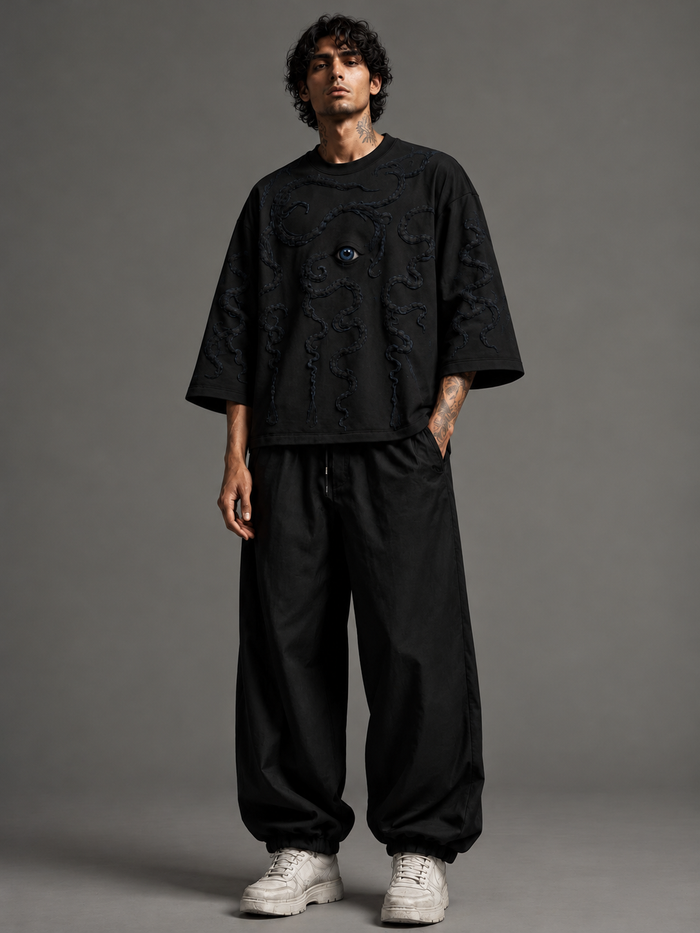 The Visionary Oversized Tee - Obsidian Black